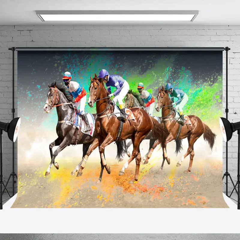 Colorful Splash Horse Racing Kentucky Derby Backdrop - Aperturee