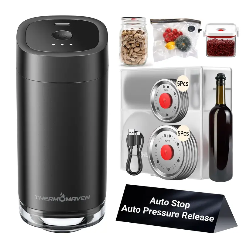 ThermoMaven Cordless Handheld Vacuum Food Sealer Kit, Patented 4-in-1 High-Efficient Automatic Vacuum System for Vacuum Seale...