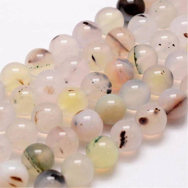 Natural Dendritic Agate Bead Strands