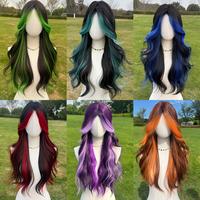 SMILCO | 24-inch | Brown Orange Highlight | Wavy Middle Part Hair For Women |  Synthetic Full Machine Wigs|SM5029