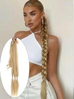 26/30/34 Inch Long Braided Ponytail Extension with Hair Tie, Straight Wrap Around Hair Extensions, Natural Soft Synthetic Hai...