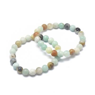 Natural Flower Amazonite Bead Stretch Bracelets