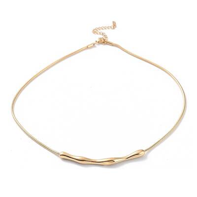 304 Stainless Steel Twist Bar Pendant Necklaces with Snake Chains