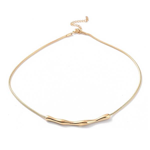 304 Stainless Steel Twist Bar Pendant Necklaces with Snake Chains