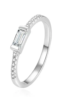 Beneto Minimalist Silver Ring with Zirconia AGG407 - Circuit: 52 mm
