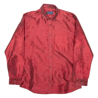 ORRO Mens Plain Shirt Red Long Sleeve M