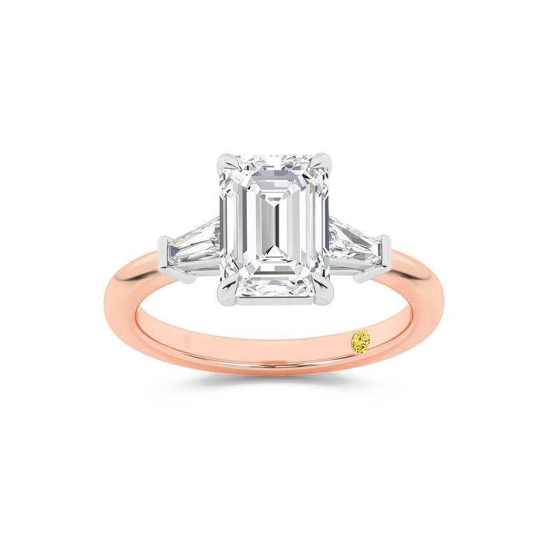 Valentina Tapered Baguette Lab Grown Three Stone Emerald Cut Diamond Engagement Ring |10K Rose Gold 3 3/4 CT. TW.