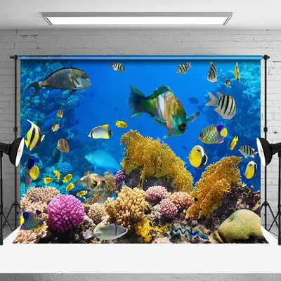 Fish Coral Blue Natural Undersea Landscape Backdrop - Aperturee