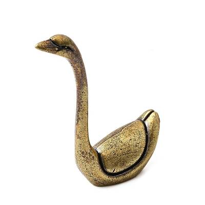Brass Swan Miniature Figurines Statues for Home Office Desktop Ornament