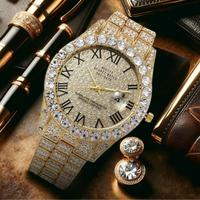 Men's Luxury Quartz Watch with Rhinestones! Fashionable for parties, daily wear, great as gifts. A trendy fall accessory. men...