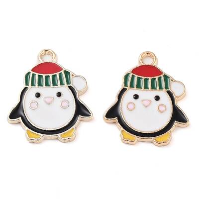 Christmas Theme Barrel Plating Alloy Enamel Pendants