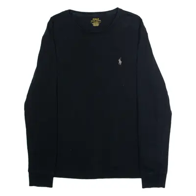 POLO RALPH LAUREN Custom Slim Fit Mens T-Shirt Black Long Sleeve Crew Neck M