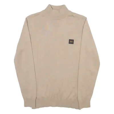 HUGO BOSS Mens Jumper Beige High Neck Tight Knit M