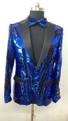 Sequin Blazer - Black Blue