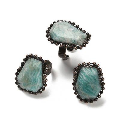 Natural Amazonite Open Cuff Ring
