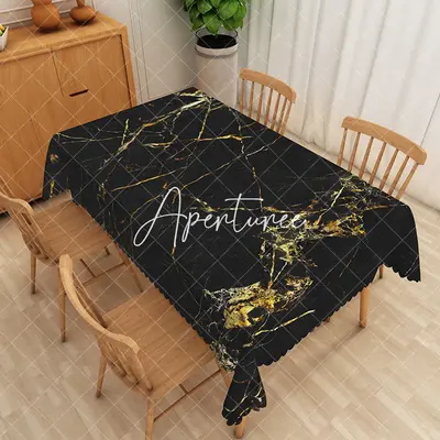 Aperturee Luxurious Black Marble Texture Natural Tablecloth, 52 x 70 inch, 30.82 USD, rectangle tablecloths, ZWH01984-A
