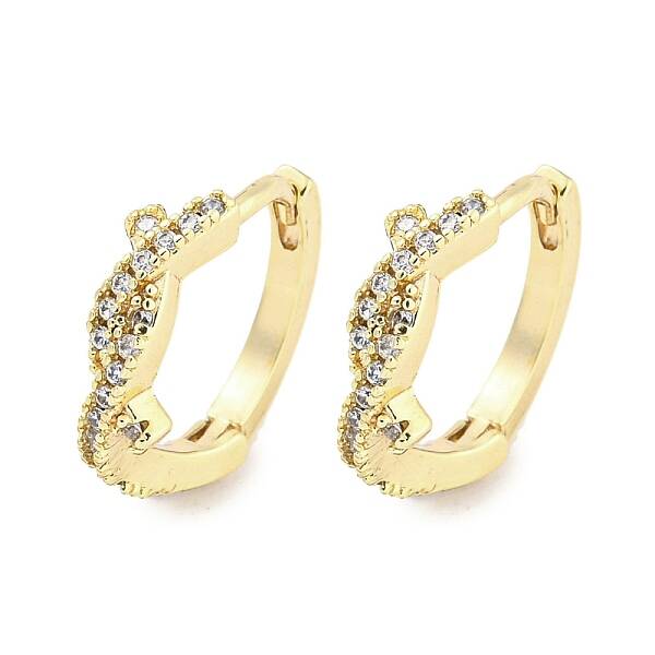 Brass Micro Pave Clear Cubic Zirconia Hoop Earrings for Women