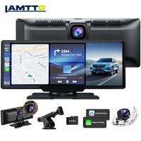 LAMTTO Wireless Carplay Car Stereo with 2.5K Dash Cam 1080P Backup Camera Support Bluetooth/AirPlay/GPS with 64GTFCard Automo...