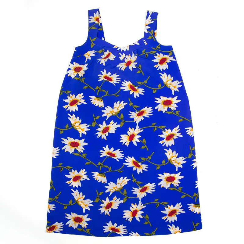 Blue Floral Sleeveless Knee Length Day Dress Womens UK 14