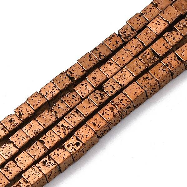 Electroplated Natural Lava Rock Beads Strands