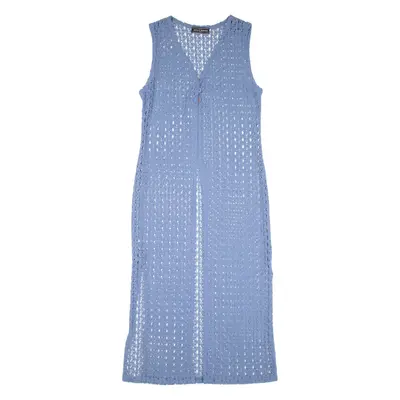 JUS D'ORANGE Womens Overcoat Gilet Blue Crochet M