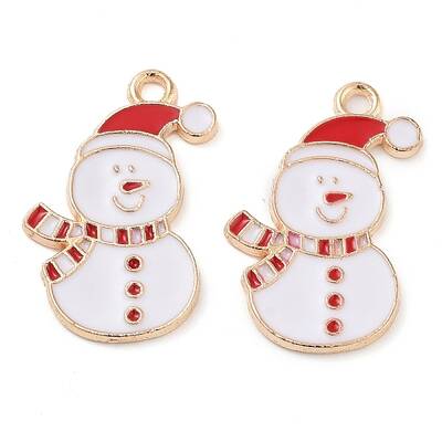 Christmas Theme Barrel Plating Alloy Enamel Pendants