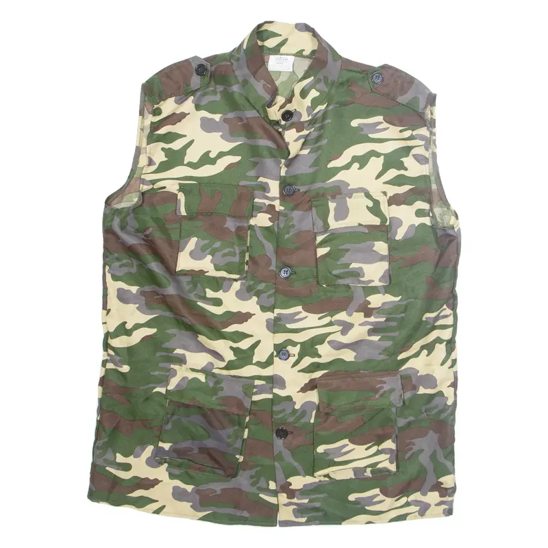 BOLAND Mens Shirt Green Camouflage Sleeveless L