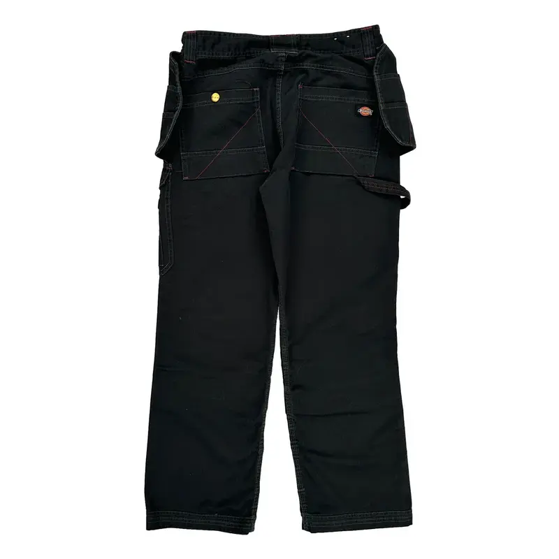 Double Knee Dickies Cargo Carpenter Trousers - 32? Waist Black Cotton