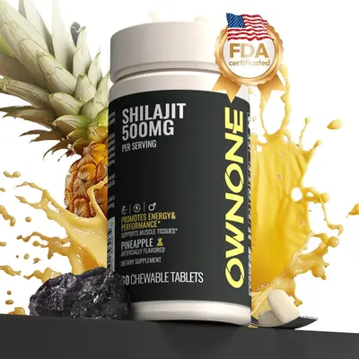 OWNONE SHILAJIT Chewable Tablets | 15000MG High Content | For Muscle,Energy,Strength | Athletic Performance Support | Pineapp...