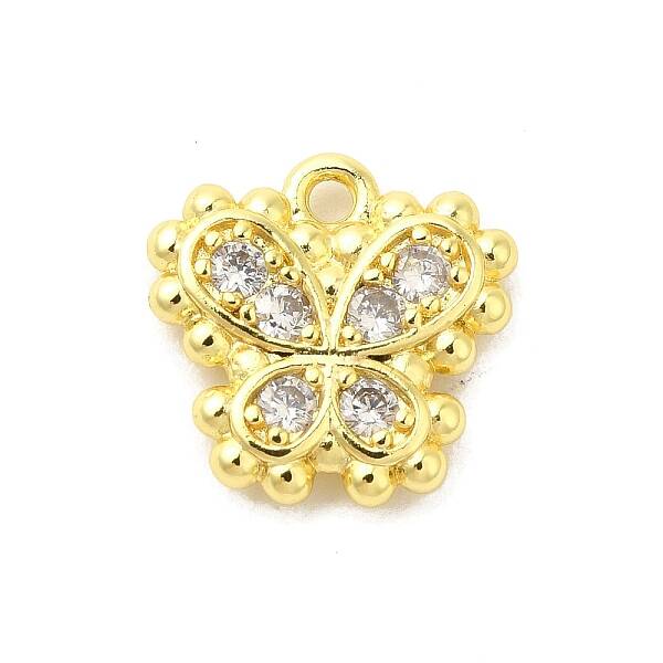 Real 18K Gold Plated Rack Plating Brass Micro Pave Cubic Zirconia Pendants Charms