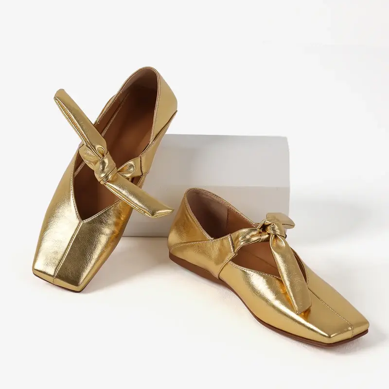CELNEPHO Mary Jane Women Square Toe Slip On Flats Ballet Bow Knot Strap Ballerina Flats for Women Fall Dress Cute Shoes StepU...