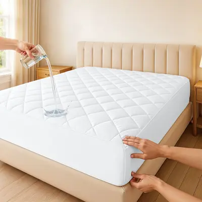 Lux Decor Quilted Waterproof Mattress Protector & Mattress Pad – 16in Deep Pocket – Noiseless, Soft & Breathable Cover- E...