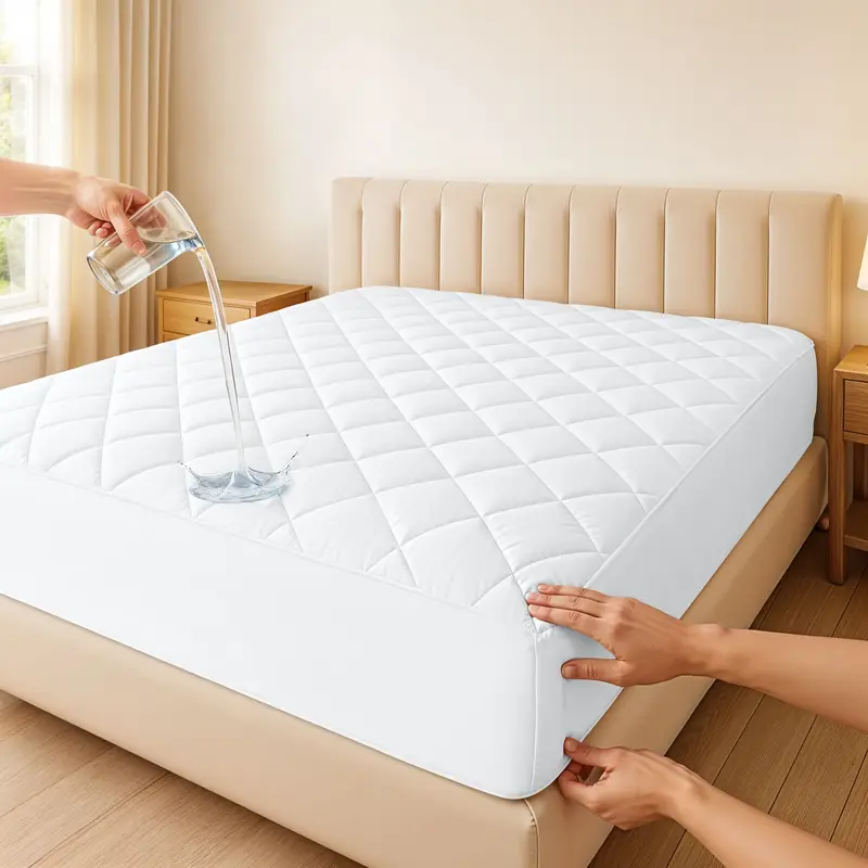 Lux Decor Quilted Waterproof Mattress Protector & Mattress Pad – 16in Deep Pocket – Noiseless, Soft & Breathable Cover- E...