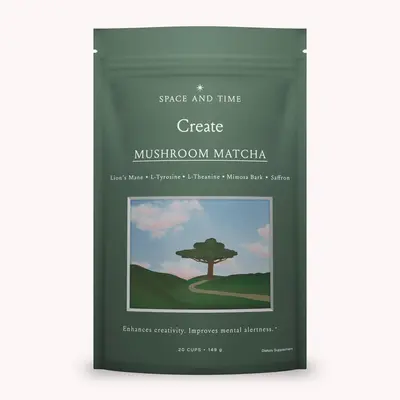 Space And Time - CREATE - Mushroom Matcha - Adaptogenic Drink Blend for Enhanced Cognitive Function and Creative Output - Pac...