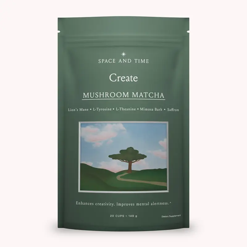 Space And Time - CREATE - Mushroom Matcha - Adaptogenic Drink Blend for Enhanced Cognitive Function and Creative Output - Pac...