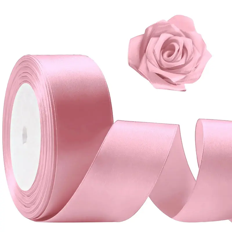 Satin Craft Ribbon (1 Roll), Single Face Polyester Silk Hair Ribbon, Fabric Ribbon for Bouquets, String Ribbon for Gift Wrapp...