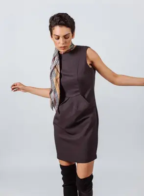 Luxe Wool Mini Dress | Size: S | Color: Charcoal