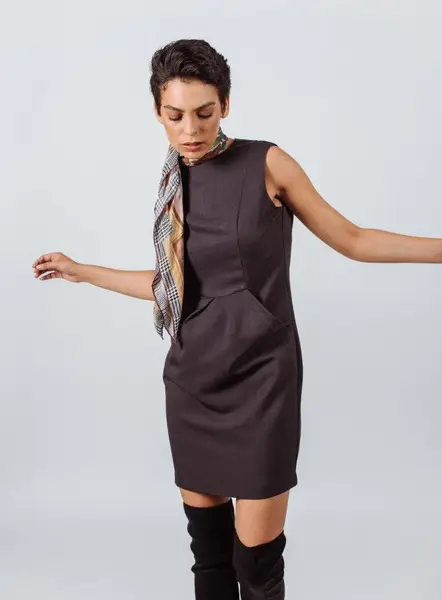 Luxe Wool Mini Dress | Size: S | Color: Charcoal