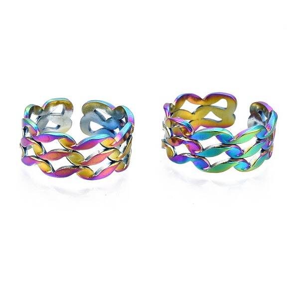 304 Stainless Steel Wave Wrapped Cuff Ring