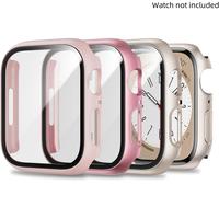 2 In 1 Smart Watch Case Kit, 3 Counts Ultra-thin Tempered Film Watch Protective Case, for Apple Watch SE/9/8/7/6/5/4/3/2/1, W...