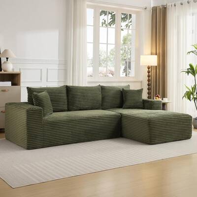 Garvee 108 Boneless Sectional Cloud Sofa for Living Room, L-Shape Modern Deep Seat Corduroy Couch with Right Chaise, No Ass...