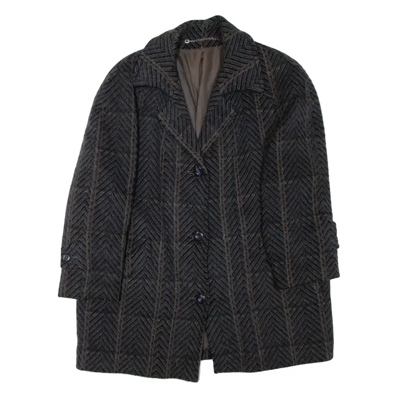 Womens Coat Grey Wool Chevron XL