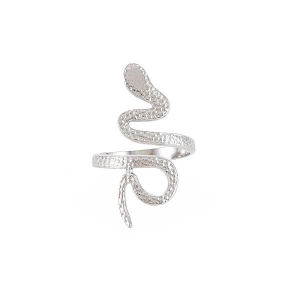 Non-Tarnish 304 Stainless Steel Snake Wide Open Cuff Ring for Women