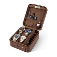 Watch Case with Combination Lock - 4 Watch Storage and Jewelry Organizer - Watch Travel Case for Ring and Watch Storage, PU L...