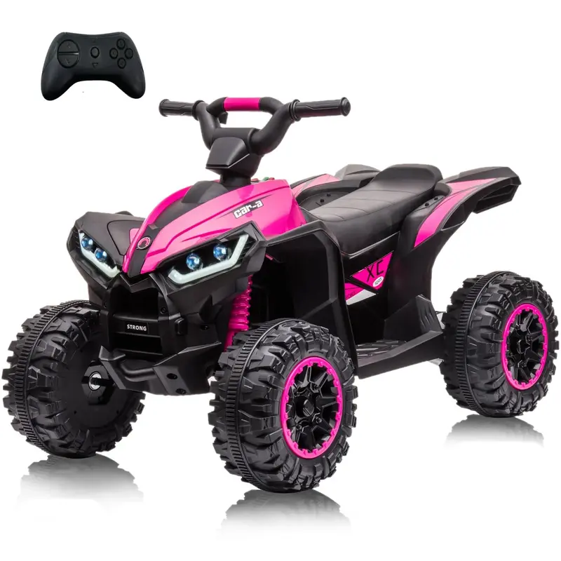 Garvee Ride - P Series: 12V Kids Quad ATV 4 Wheeler with Music, LED Lights for Boys & Girls - Pink