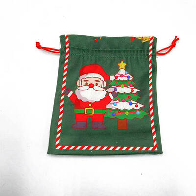 Christmas Printed Cloth Drawstring Bags