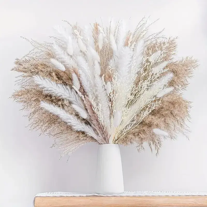 50pcs Artificial Reed Decor, Straw Artificial Plant, Modern Artificial Plant For Home, Natural Dried Pampas Grass Bouquet, Bo...