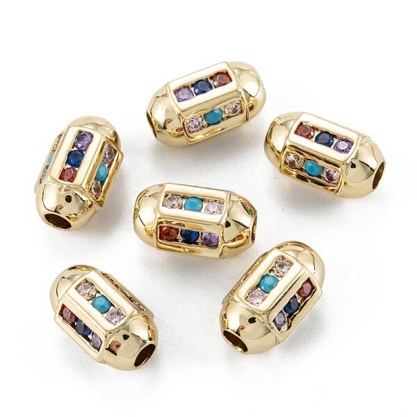 Brass Micro Pave Cubic Zirconia Beadsong-Lasting Plated