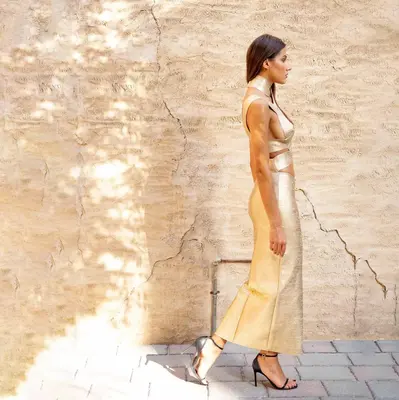 Flora Midi Dress | Size: M | Color: Gold