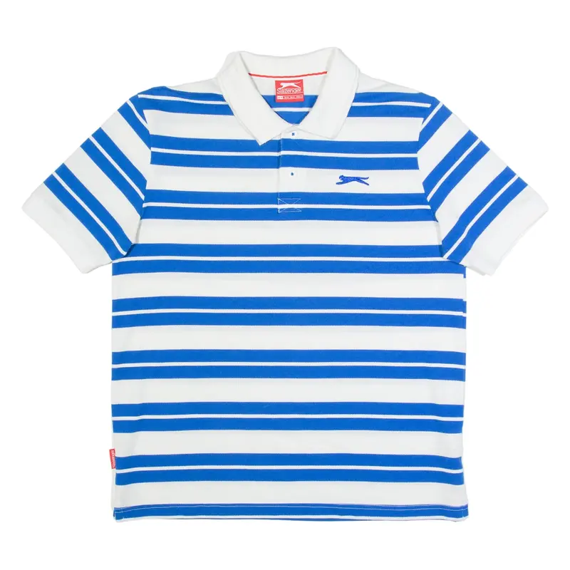 SLAZENGER Mens Polo Shirt Blue Striped M